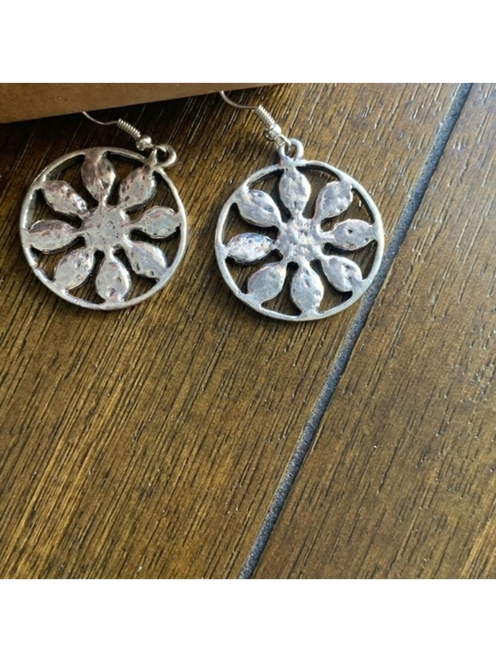 New Silver Flower Boho Earrings - Picture 2 of 2